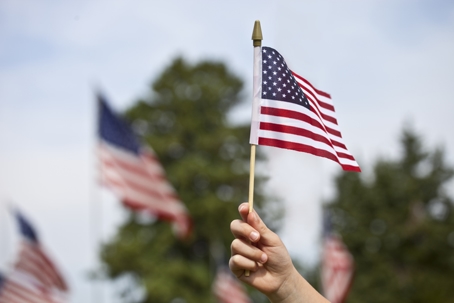 Holding the United States Flag