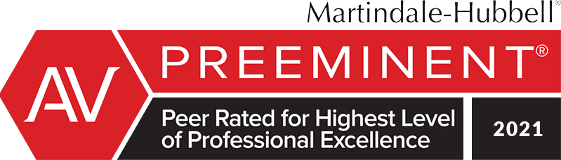 2020 AV Martindale-Hubbell badge: Peer rated for highest level of professional excellence.